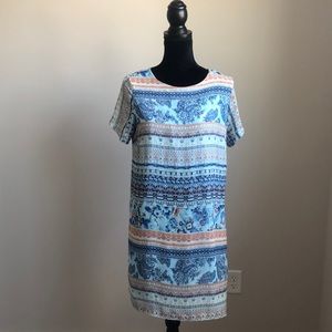 Lulu's Paisley and Floral printed shift dress (L) B9